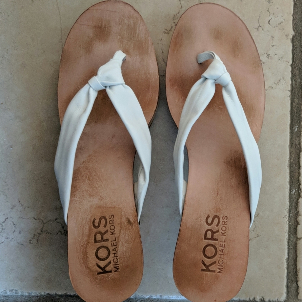 Michael Kors White Leather Sandals